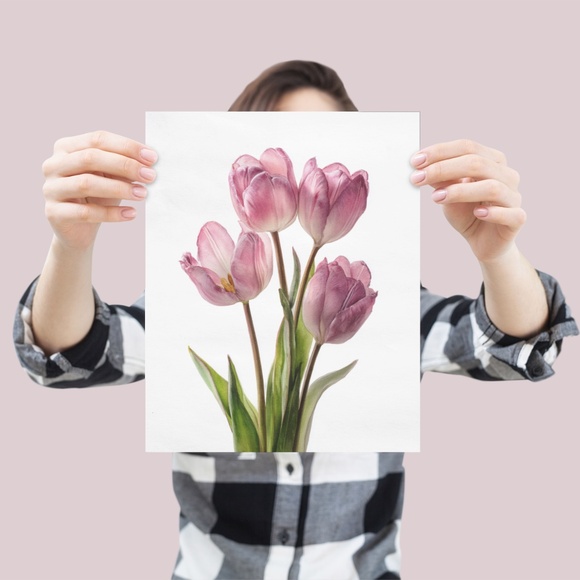 Watercolor Tulips Wall Art Illustration Print Poster Unframed - Picture 3 of 6